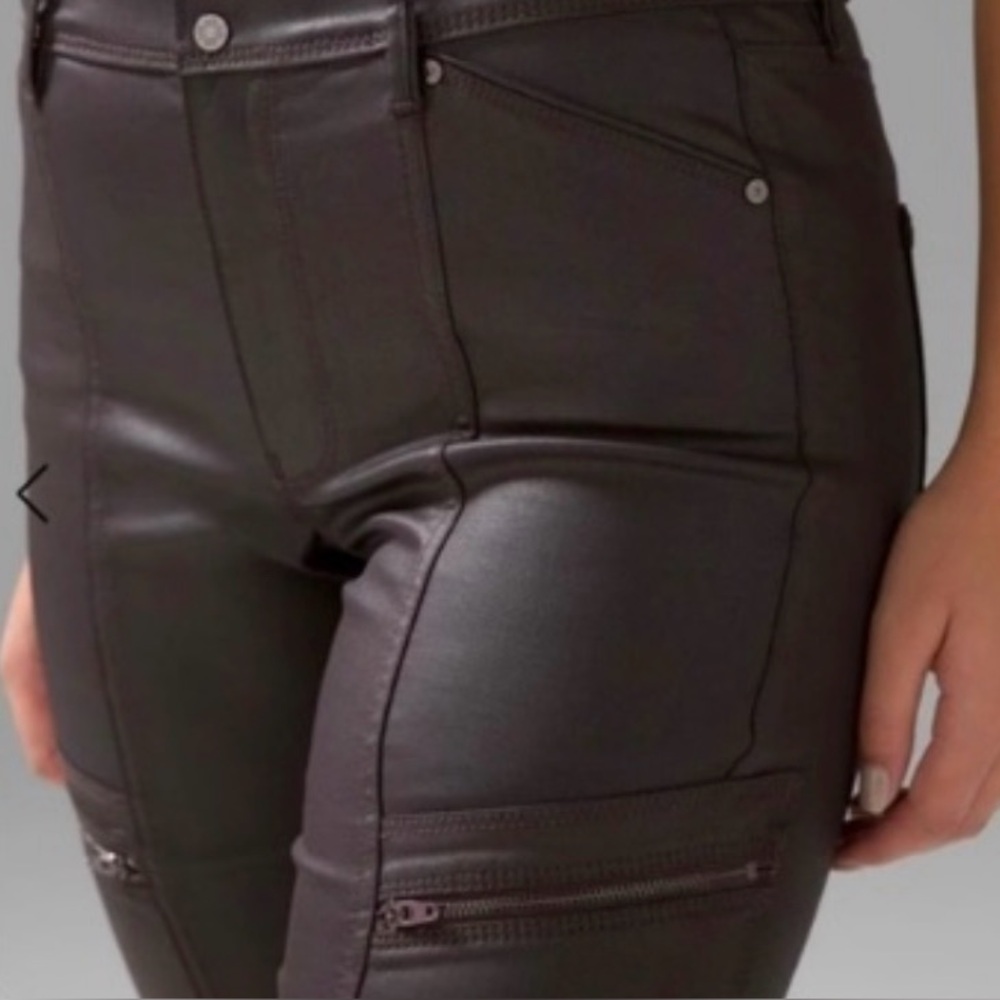 Sale! Stylish Skinny Fit Black Moto-Style Leather Pants, WHBM size 2 - Picture 3 of 16